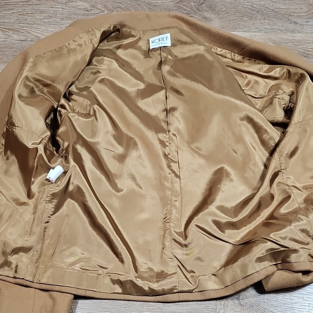 Vintage 70s 80s Koret 100% Wool Camel Tan 2 Piece Skirt & Blazer Coord Suit Set - Picture 5 of 15